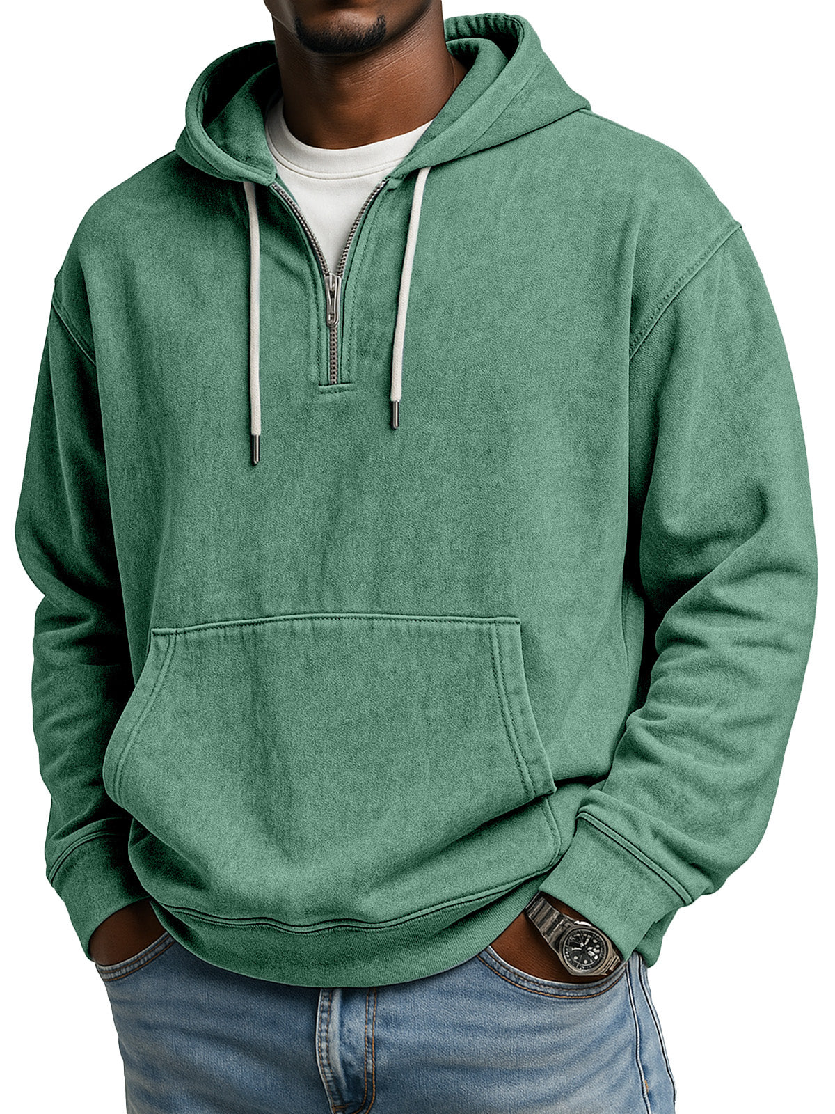 Men's Retro Casual Zipper Hooded Long Sleeve Sweat