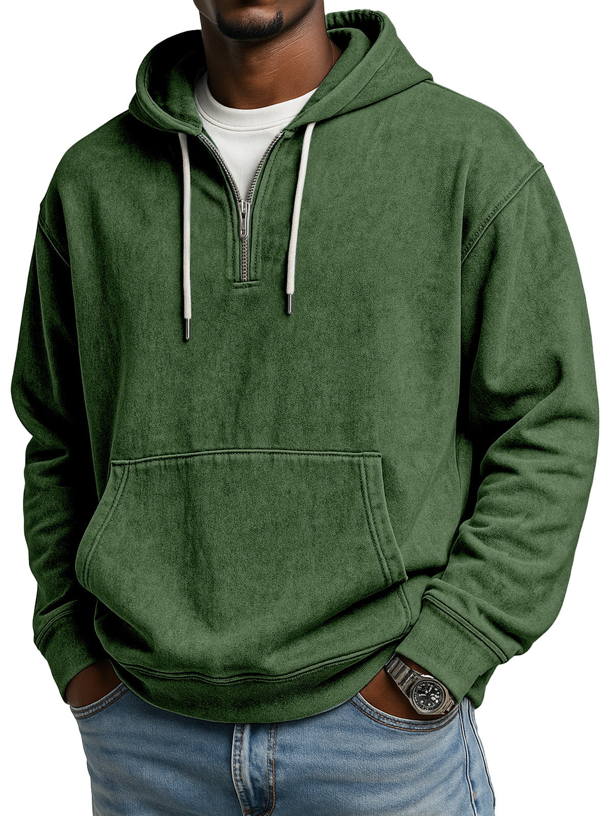 Men's Retro Casual Zipper Hooded Long Sleeve Sweat