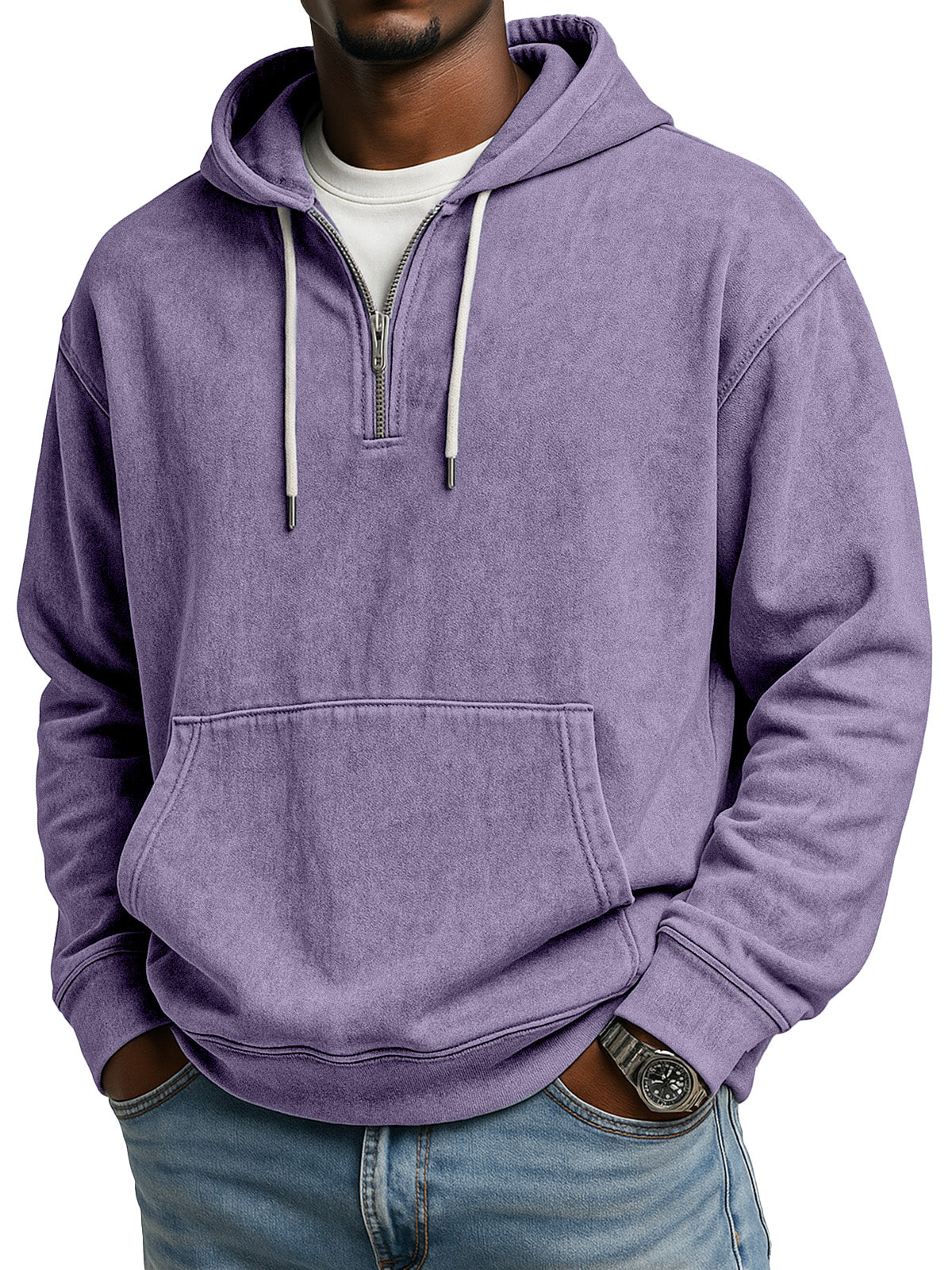 Men's Retro Casual Zipper Hooded Long Sleeve Sweat