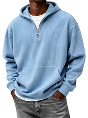 Men's Clothing Fashionable Casual Pit Strip Fabric Zipper Pockets Hooded Long-sleeved Sweatshirt 