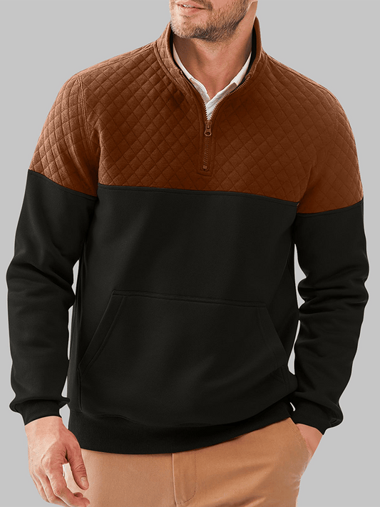 Men's Fashionable Color Block Half Zip Outdoor Casual Sweatshirt