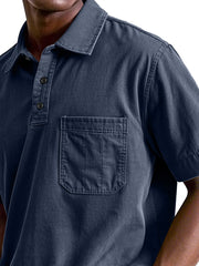 Men's Casual Workwear Pocket Lapel Short-sleeved Polo Shirt