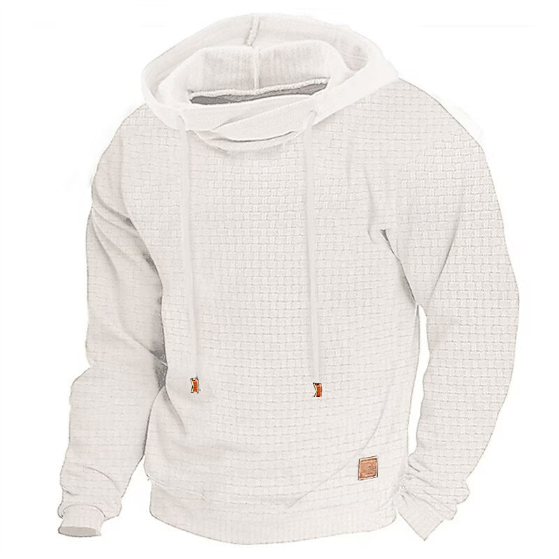 Men's Hoodie Outdoor Sports Solid Color Long Sleeve Daily Tops Apricot Sweatshirt