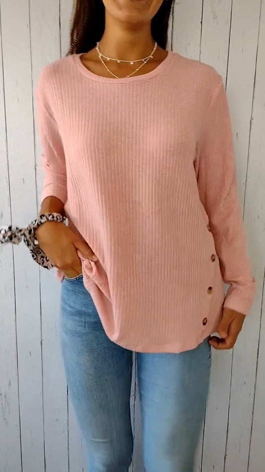 Women's Comfortable Crew Neck Button-down Top (Buy 2 Free Shipping)