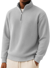 Men's Simple Casual Quarter Zip Long-sleeved T-shirt