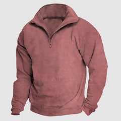 Men's Casual Loose Zipper Suede Pullover Hoodie