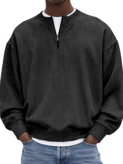 Men's Quarter-Zip Stylish Corduroy Long Sleeve Pullover