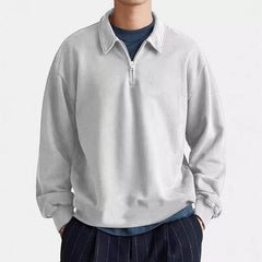Men's Casual Half-zip Lapel Loose Pullover Polo Shirt