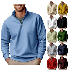 New Men's Casual Zipper Stand Collar Thickened Fleece Sweatshirt