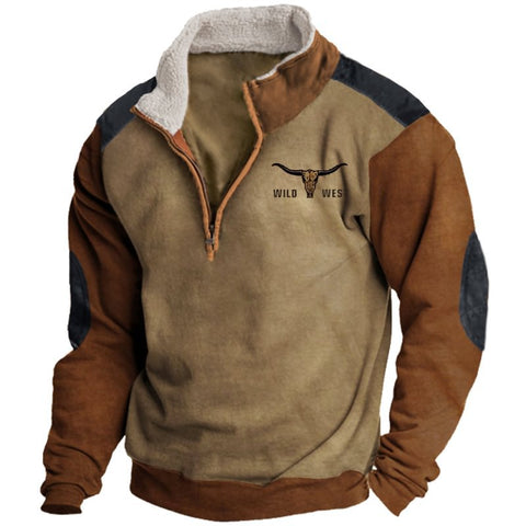 Cowboy Aztec Men's Lapel Sweatshirt