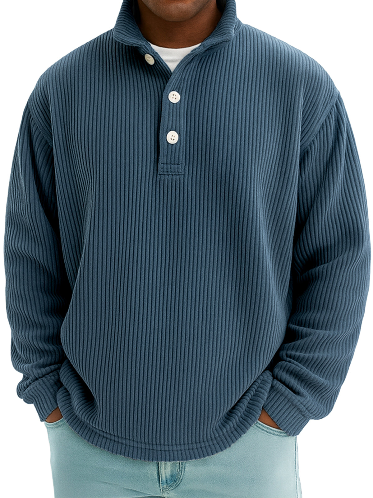 Men's Stylish Corduroy Stand-up Collar Polo Shirt