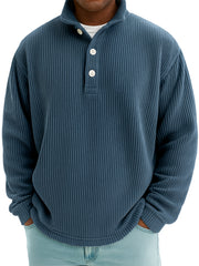 Men's Stylish Corduroy Stand-up Collar Polo Shirt