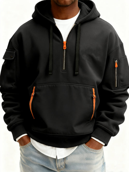 Men's Casual Sports Multi-zip Pullover Hoodie