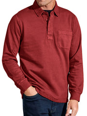 Men's Everyday Comfortable Lapel Button-pocket Casual Long-sleeved Polo Shirt