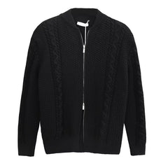 Men's Solid Color Leisure Long Sleeved Knit Sweater Cardigan