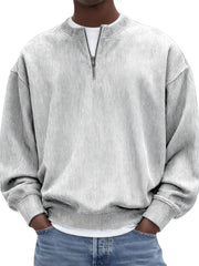Men's Quarter-Zip Stylish Corduroy Long Sleeve Pullover