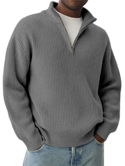 Daily Casual Solid Color Knitted Half-Zip Pullover Sweater
