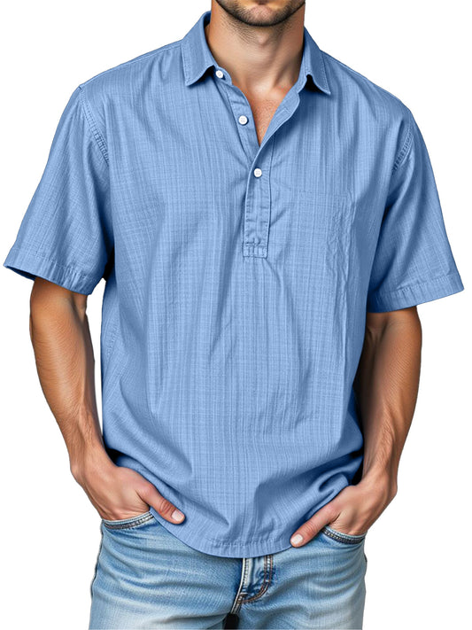 Men's Daily Solid Color Casual Short Sleeve Lapel Polo Shirt
