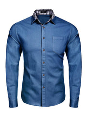 Long-Sleeve Denim Dress Shirt