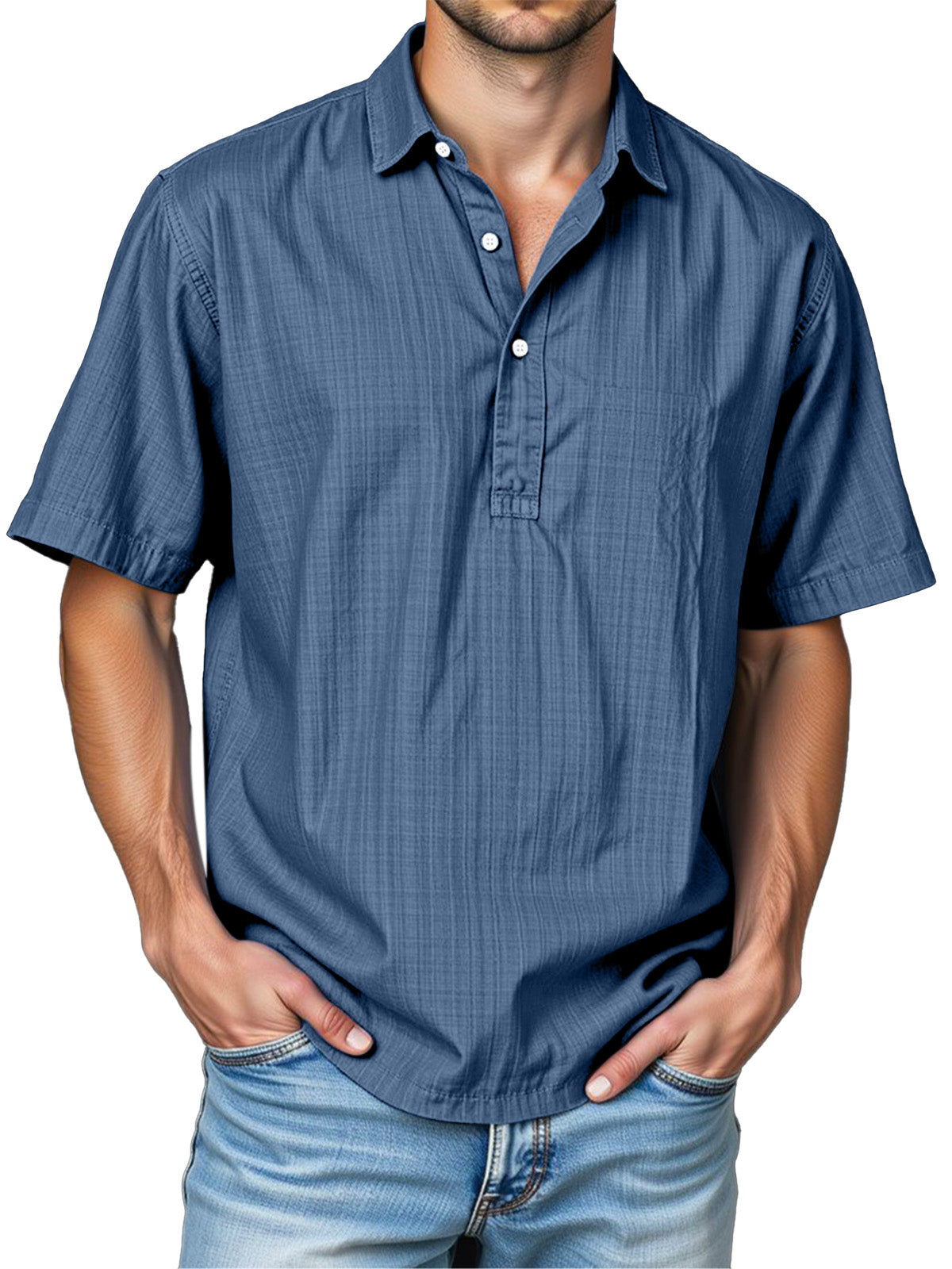 Men's Daily Solid Color Casual Short Sleeve Lapel Polo Shirt