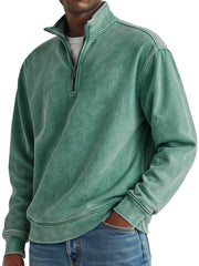 Men's Simple Retro Solid Color Quarter Zip Sweatshirt