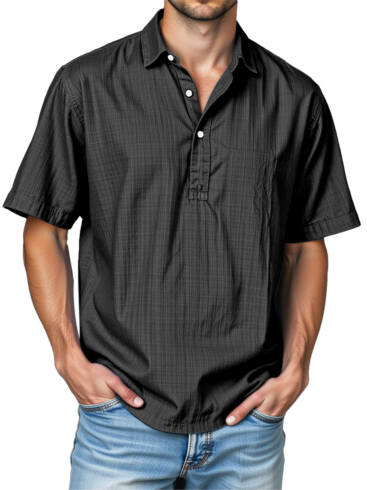 Men's Daily Solid Color Casual Short Sleeve Lapel Polo Shirt