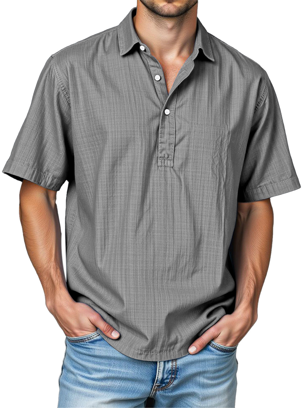 Men's Daily Solid Color Casual Short Sleeve Lapel Polo Shirt