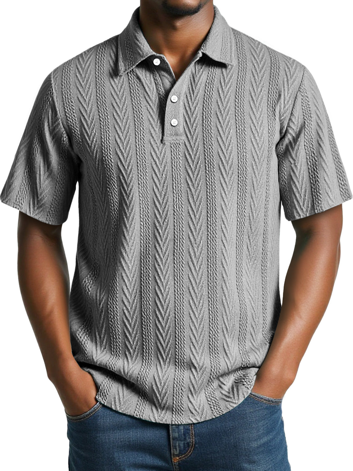 Men's Daily Jacquard Texture Casual Short-sleeved Polo Shirt