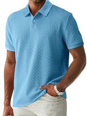 Men's Casual Lapel Jacquard Comfort Short Sleeve POLO Shirt
