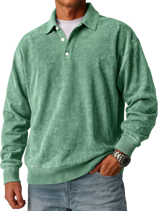 Men's Retro Simple Lapel Button Casual Loose Polo Shirt