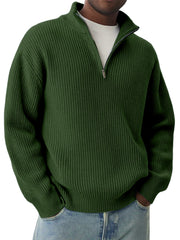 Daily Casual Solid Color Knitted Half-Zip Pullover Sweater
