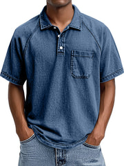 Men's Retro Casual Lapel Raglan Short Sleeve Polo Shirt