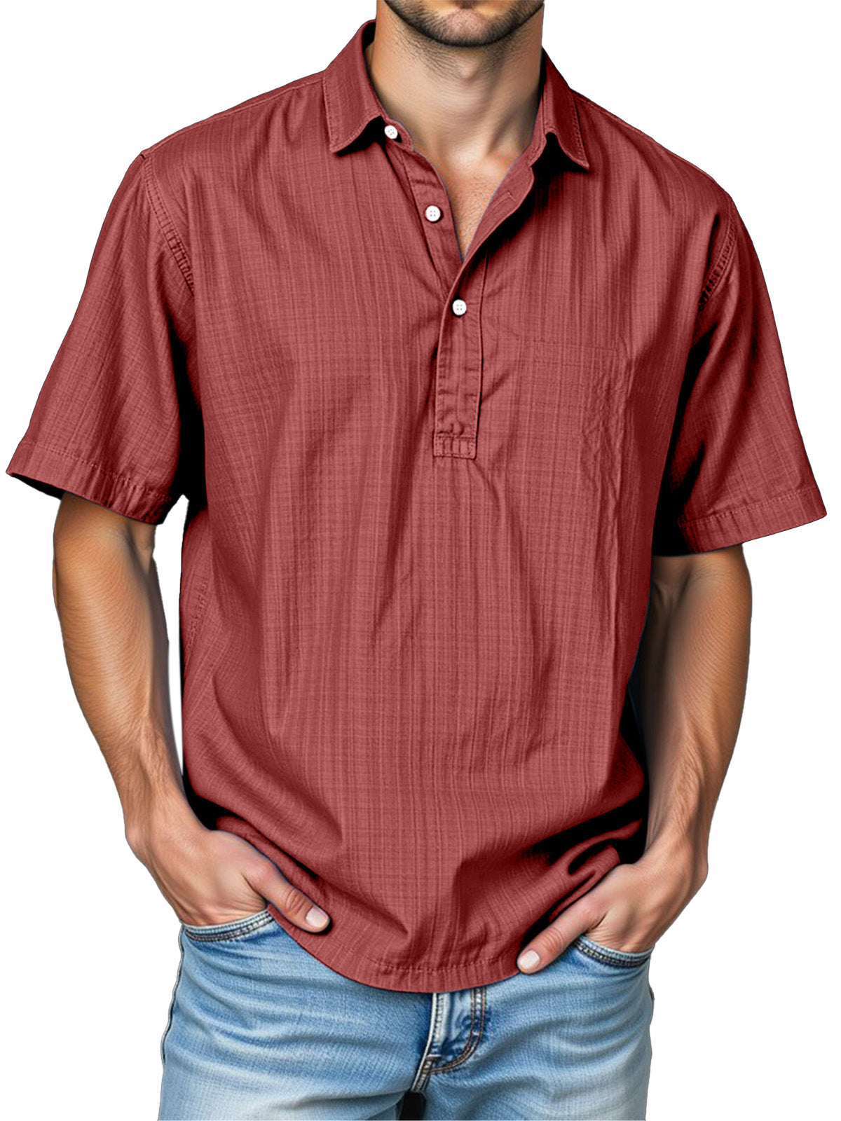 Men's Daily Solid Color Casual Short Sleeve Lapel Polo Shirt