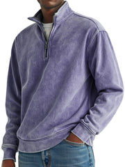 Men's Simple Retro Solid Color Quarter Zip Sweatshirt