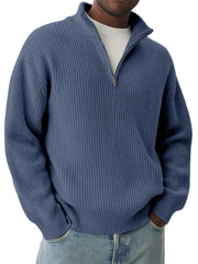 Daily Casual Solid Color Knitted Half-Zip Pullover Sweater