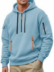 Men's Casual Sportswear Hoodie With Multiple Zipper Pockets.