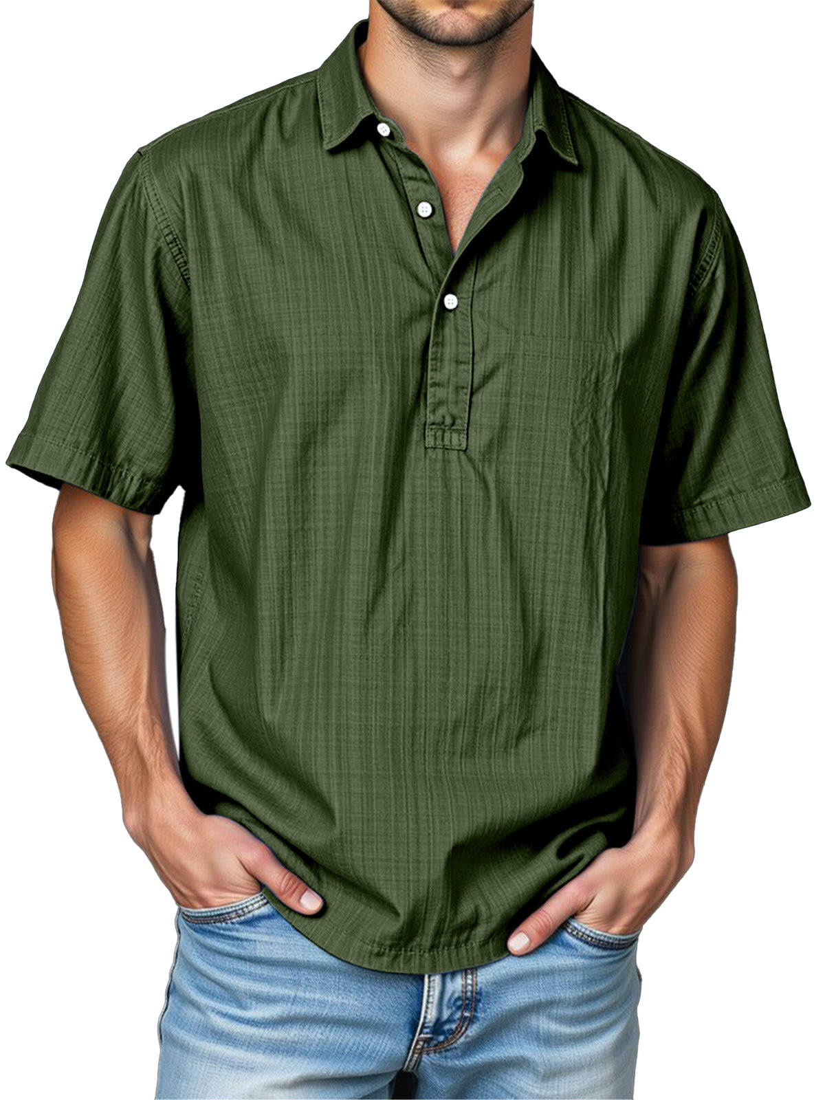 Men's Daily Solid Color Casual Short Sleeve Lapel Polo Shirt