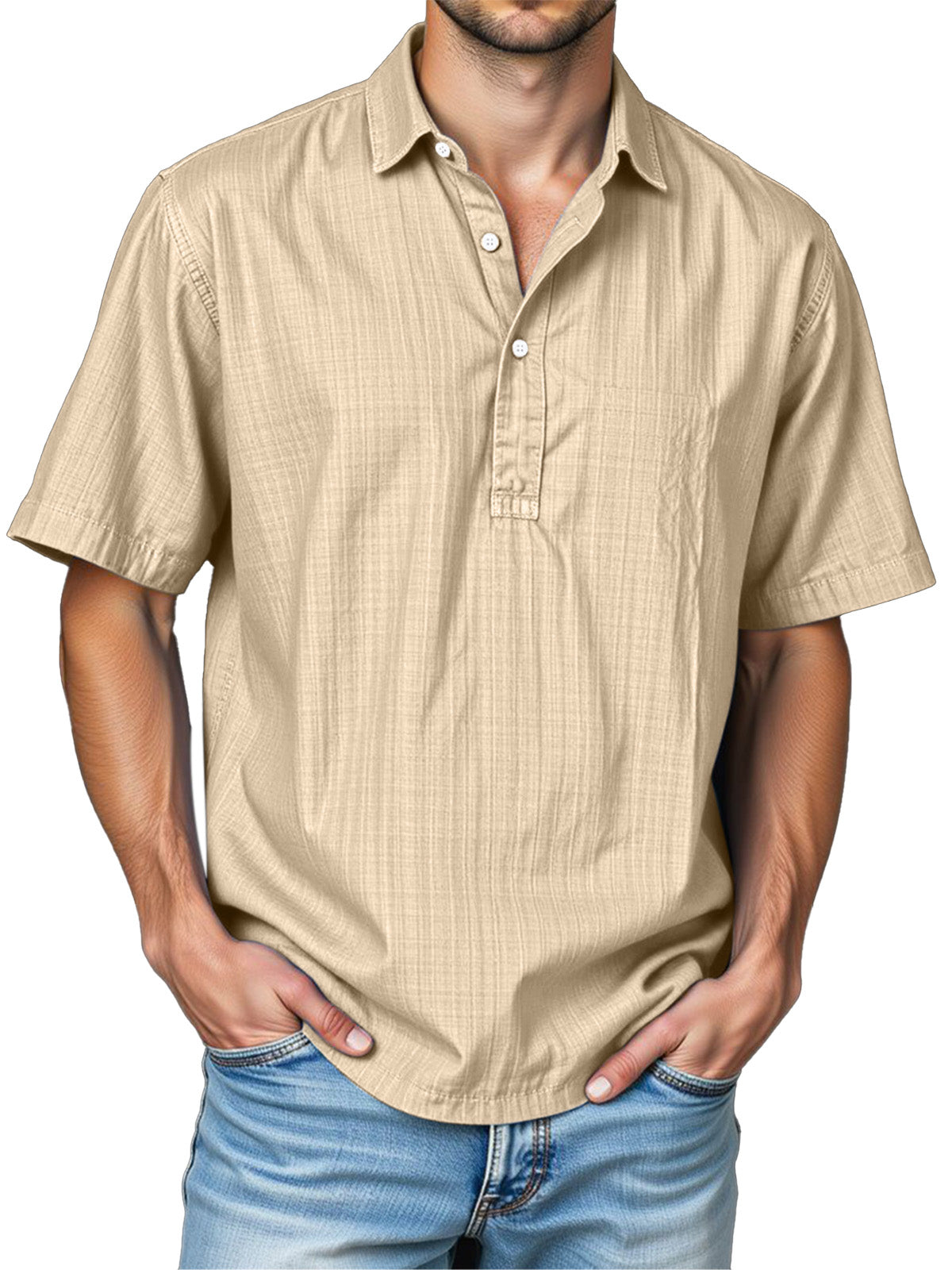 Men's Daily Solid Color Casual Short Sleeve Lapel Polo Shirt