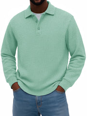 Men's Stylish Casual Corduroy Lapel Long-sleeved Polo Shirt 