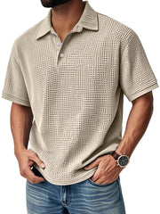Men's Daily Casual Waffle Comfort Short Sleeve POLO Shirt