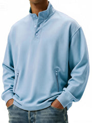 Men's Casual Sportswear Stand-up Collar Sweatshirt With Multiple Zipper Pockets