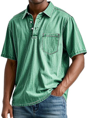 Men's Retro Lapel Pocket Casual Fashion Short Sleeve POLO Shirt