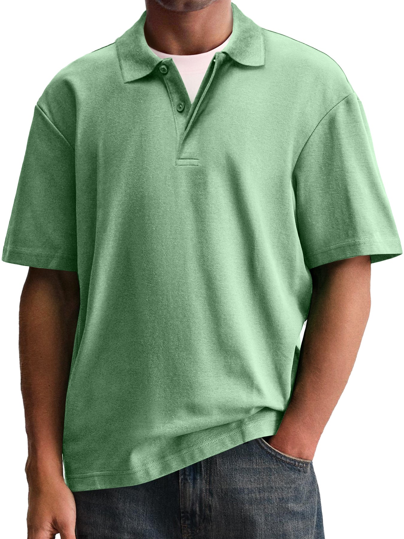 Men's Stylish And Comfortable Lapel Double-layer Placket Casual Short-sleeved Polo Shirt