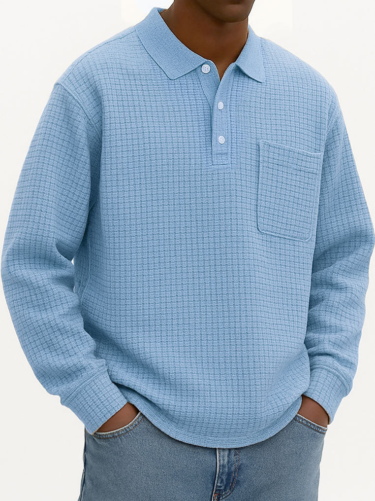 Men's Fashionable Casual Corn-patterned Corduroy Lapel Pocket Polo Shirt 