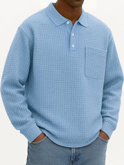 Men's Fashionable Casual Corn-patterned Corduroy Lapel Pocket Polo Shirt 