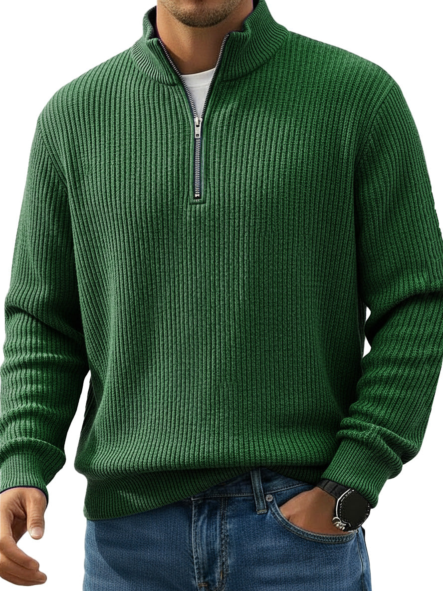  Men's Stylish Casual Stand-up Collar Half-zip Sweater 