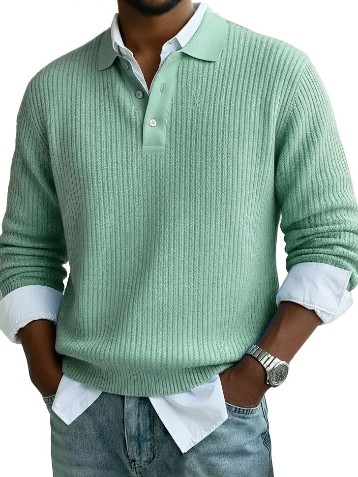 Men's Stylish Casual Lapel Long-sleeved Polo Shirt