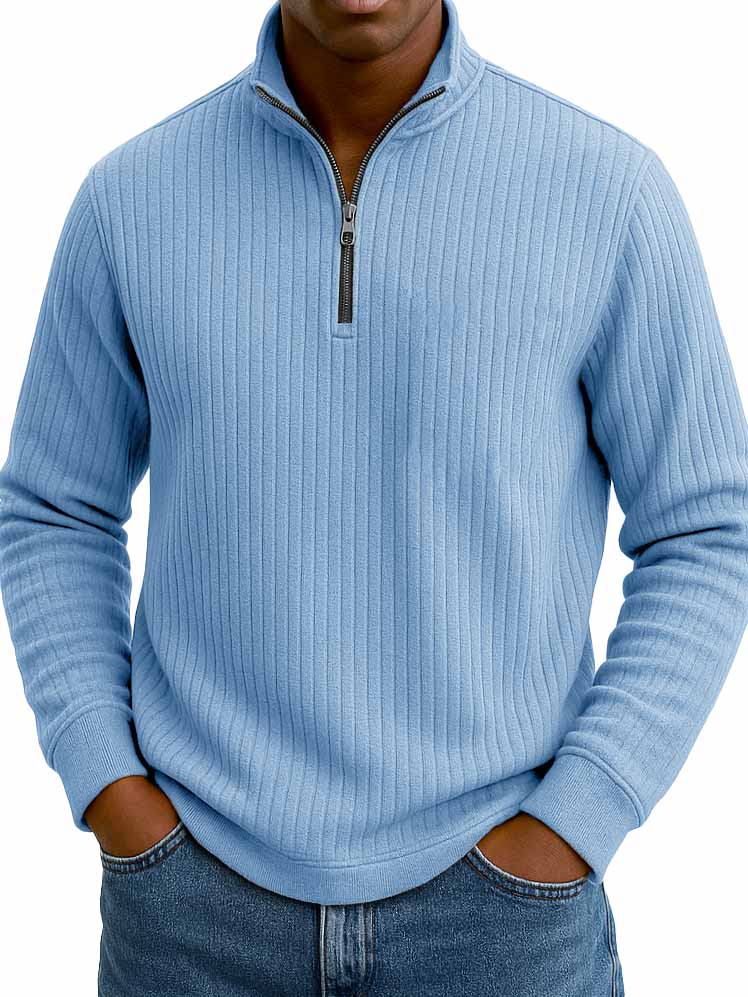 Men's Stylish Casual Stand-up Collar Long-sleeved Half-zip Sweatshirt