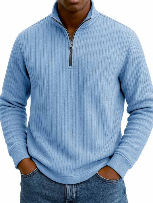 Men's Stylish Casual Stand-up Collar Long-sleeved Half-zip Sweatshirt