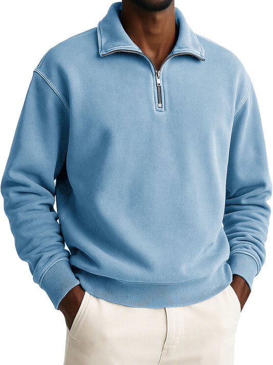 Men's Stylish Casual Retro Half-zip Stand-up Collar Loose-fitting Multicolor Long-sleeved Stand-up Collar Sweatshirt